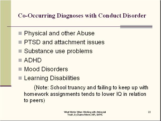 Co Occurring Diagnoses Conduct Disorder CEUs 